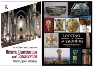 Bilde av to bøker HIstoric construction and conservation og Looting or missioning