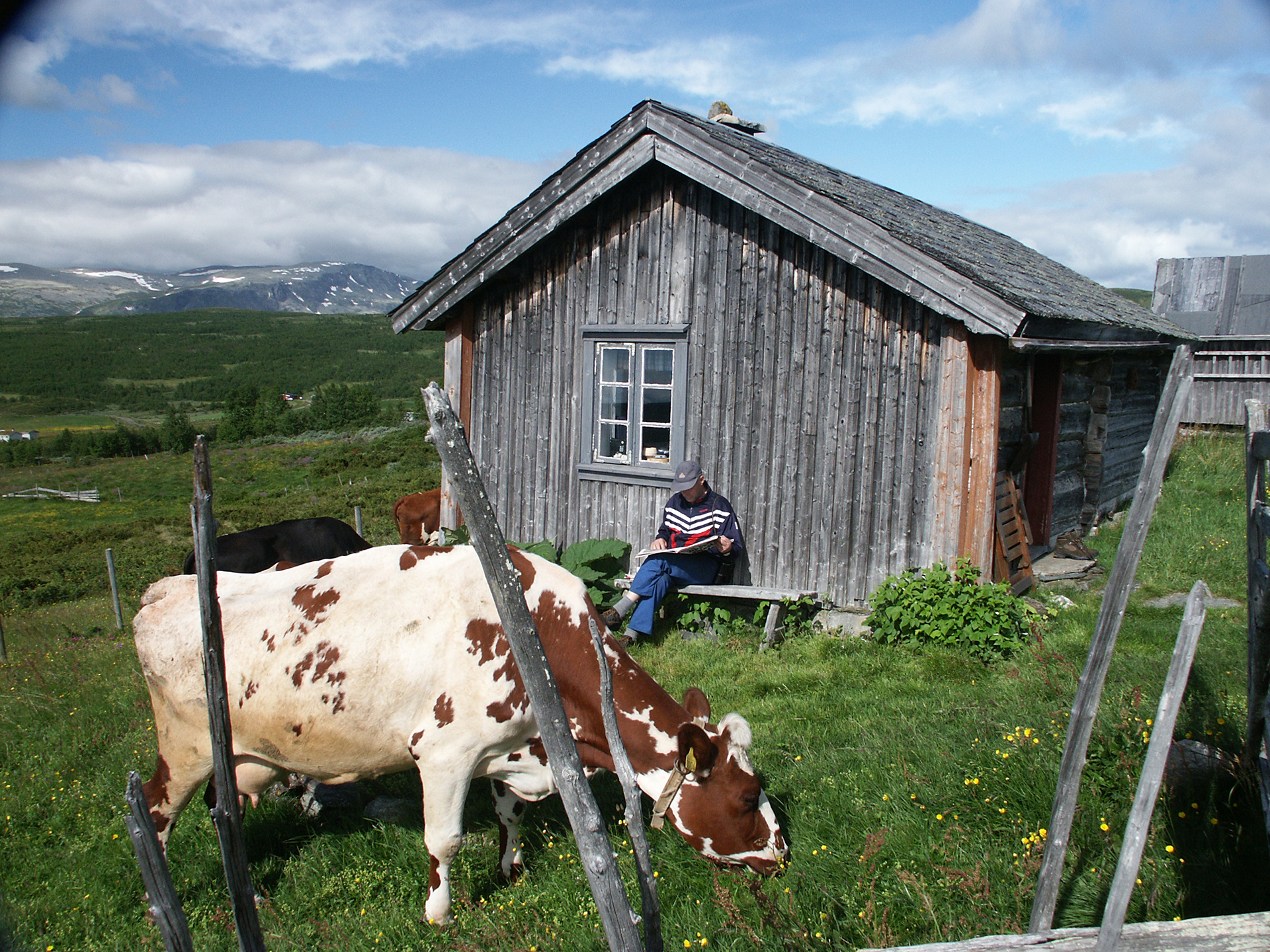 Bilde av en gård i Haugerudstølen I Vestre Slidre. Foto er tatt av Svein Erik Ski