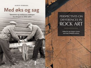Bilde av bøkene Med øks og sag og Rock Art