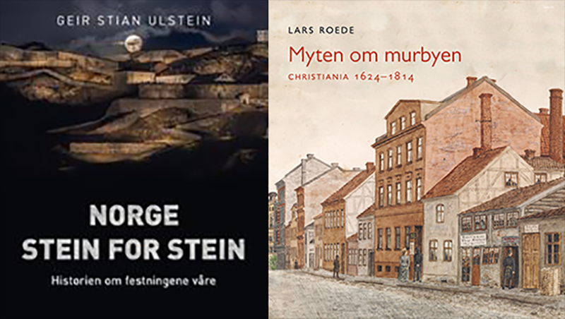 Bilde av bøkene Norge steing for stein og Myten om murbyen Oslo
