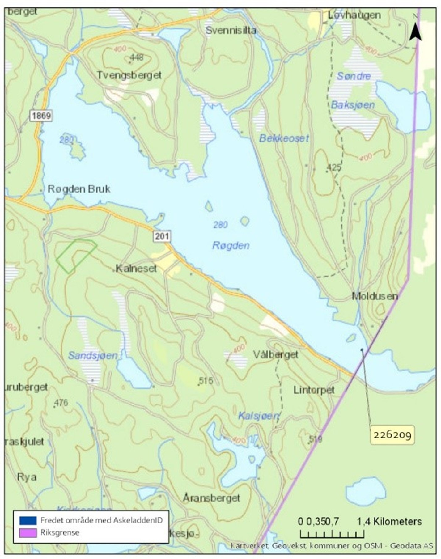 Kartet viser omfang av fredningsforslaget av Akkasari/kjerringholmen